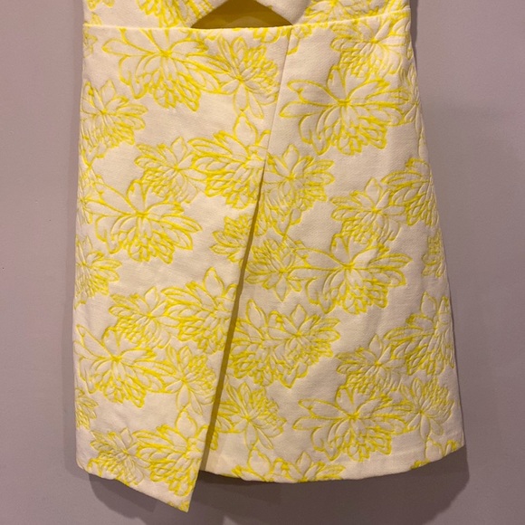 Shoshanna Yellow Floral Faux Wrap Cut Out Mini Dress Size 4 - Picture 3 of 8